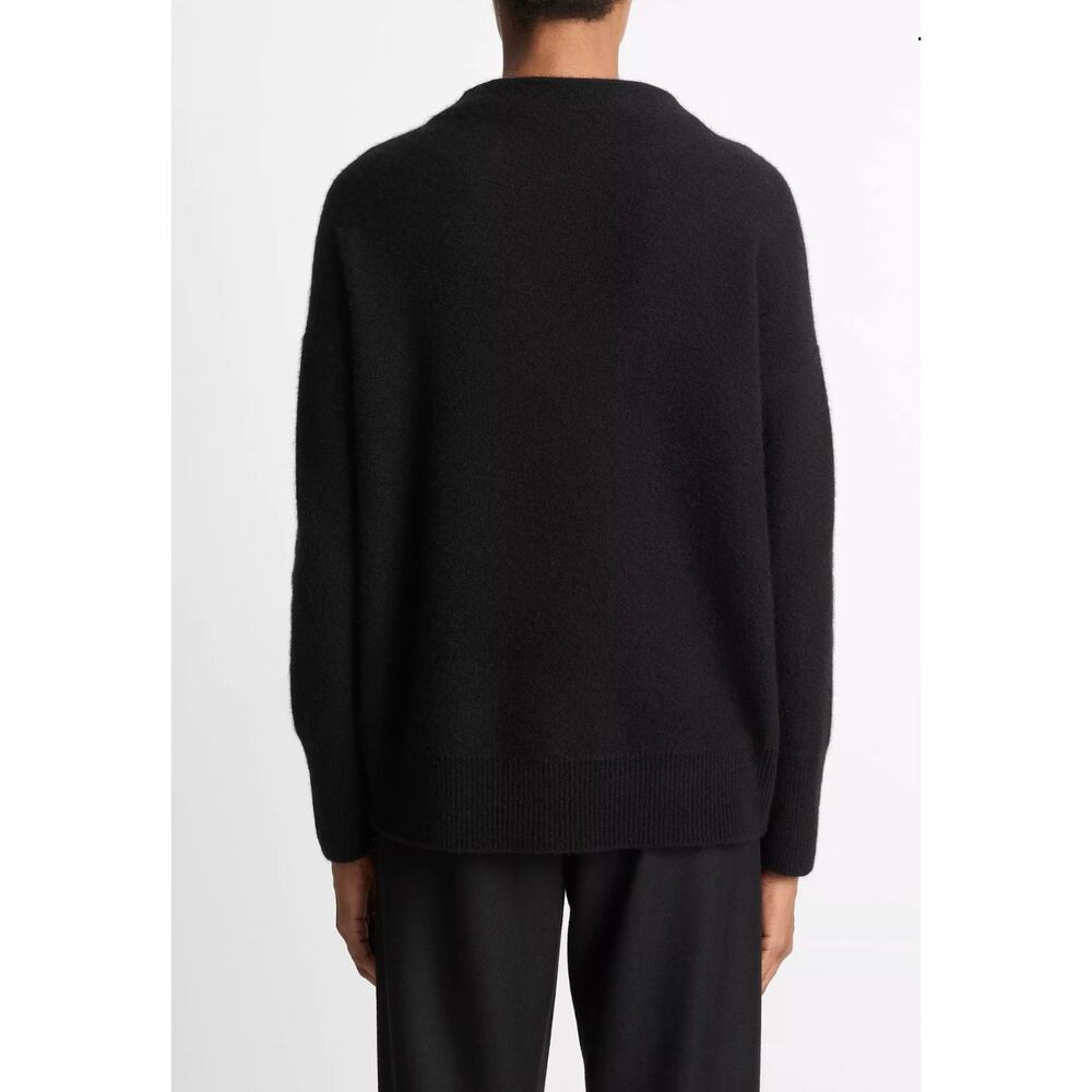 Vince XS Plush 100% Cashmere Funnel Neck Sweater $448 Turtleneck Black - Picture 2 of 7